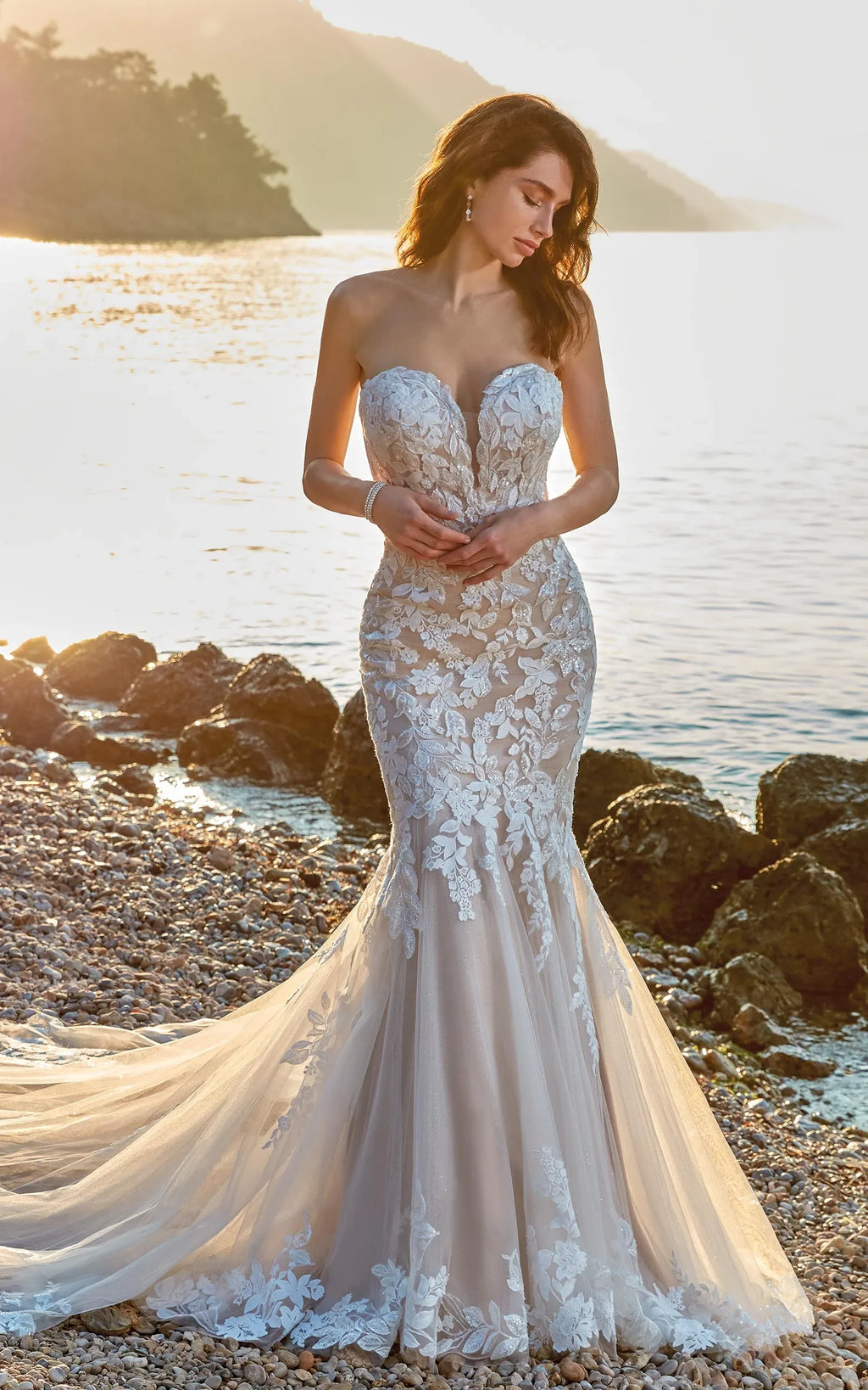 Lakshmigown Sweetheart Mermaid Wedding Dresses For Mariages Appliques Lace Court Train Tulle Vestido De Casamento Customized
