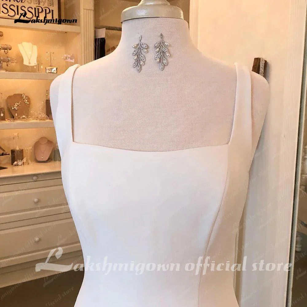 NumberSea Sexy Scoop Neck Soft Satin Spaghetti Straps Mermaid/Trumpet Boho Wedding Dress Illusion robe mariée sirene