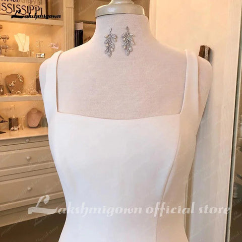 NumberSea Sexy Decote Redondo Cetim Macio Alças Finas Sereia/Trompete Boho Vestido de Noiva Illusion robe mariée sirene 