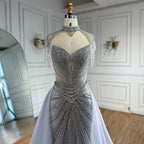 Serene Hill Nude Mermaid Tassel Beaded Evening Dress with Detachable Overskirt Formal Party Gown for Women DLA73182 Customized