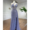 Serene Hill Customized Lilac Halter Mermaid Beaded Formal Evening Dresses Elegant Wedding Party Gowns for Women DLA71778A