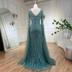 Serene Hill Turquoise Beaded Sweetheart Mermaid Evening Gown Overskirt Dubai Party Dresses for Women 2025 DLA72314 Customized