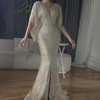 Serene Hill Nude V-neck Mermaid Beaded Evening Dresses 2025 Wedding Party Gowns For Women DLA72288A Customized