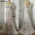Lakshmigown Off Shoulder Lace Appliques Women Wedding Dress for Bride Customized Champagne Wedding Gown vestidos de boda novia