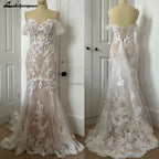 Lakshmigown Off Shoulder Lace Appliques Women Wedding Dress for Bride Customized Champagne Wedding Gown vestidos de boda novia