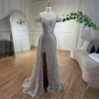 Serene Hill Light Blue Off Shoulder Mermaid High Split Beaded Evening Dresses Party Gowns For Women 2025 DLA72262 Customized