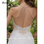 Lakshmigown Mophiel Boho Wedding Dresses Spaghetti Straps Lace Appliques Tulle Bride Dress A-line Corset Pearl Bridal Gown