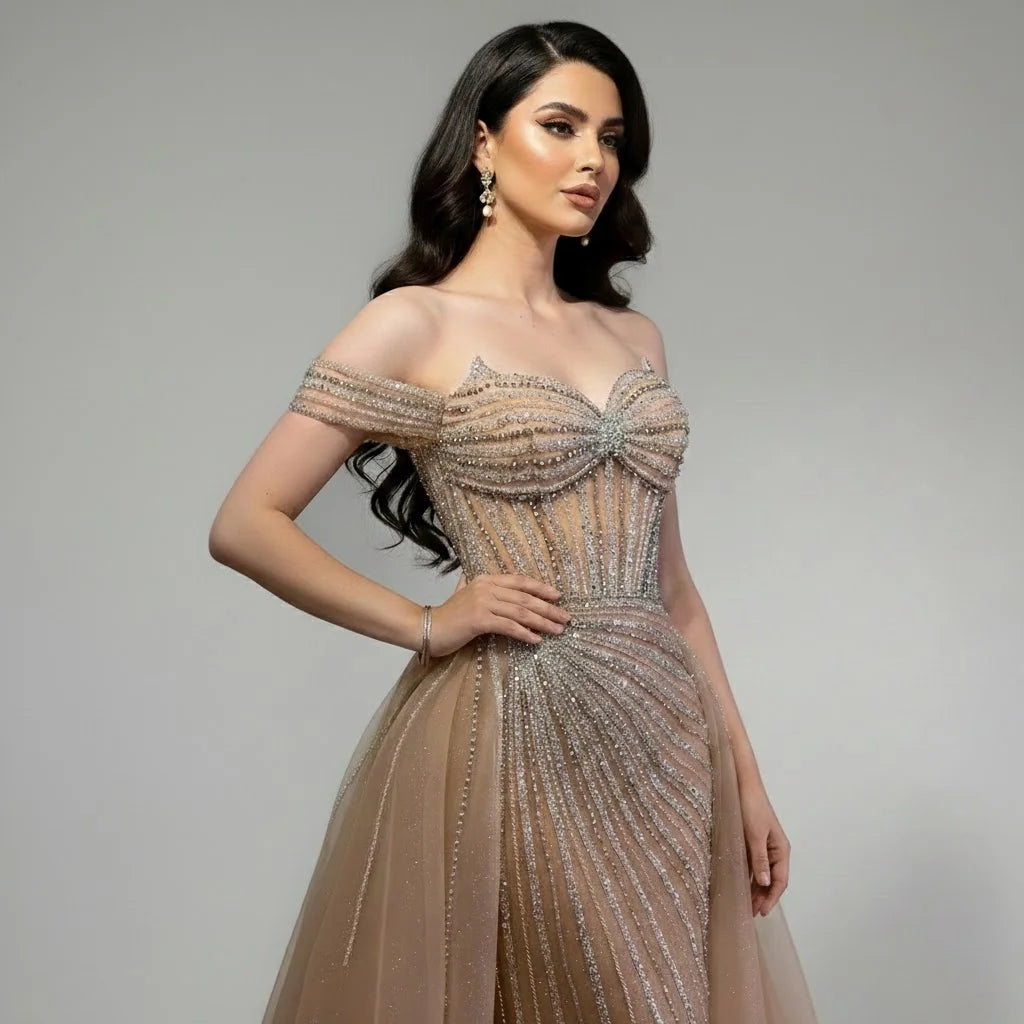 Serene Hill Customized Elegant Off the Shoulder Mermaid Evening Dresses with Skirt Formal Party Gowns for Women DLA73139