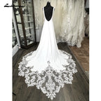 Lakshmigown Scoop Neck Lace Backless Soft Satin Wedding Dress for Women Customized Bridal Gown Court Train robe mariée sirene