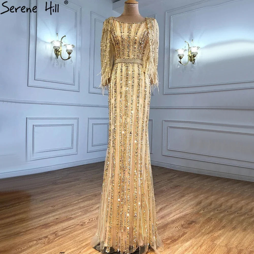 Customized Pink Mermaid Long Sleeves Two Piece Evening Dresses with Jacket Beaded Party Gowns For Women | Nightbubo