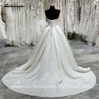 Lakshmigown V Neck Wedding Gowns for Women Bride Elegant Satin Sleeveless Pleats Robe Civil Bridal Wedding Dress Customized