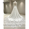 Lakshmigown Scoop Neck Crepe Satin Wedding Dress 2027 Real Photos Court Train Elegant Bride Gown For Women Customized