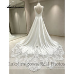 Lakshmigown Scoop Neck Crepe Satin Wedding Dress 2027 Real Photos Court Train Elegant Bride Gown For Women Customized