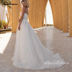 Lakshmigown Modest Sweetheart Wedding Dress with Slit 2026 New 3D Lace Appliques Tiered Wedding Gowns Vestido Customized