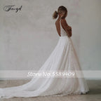 Customized Sexy Backless V Neck Spaghetti Straps Lace Wedding Dresses Luxury Flowers Court Train A Line Vintage Bridal Gown