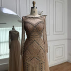 Serene Hill Pink Long Sleeves Mermaid Beaded Evening Dress Formal Party Gowns for Women DLA72967 Customized