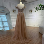 Serene Hill 2026 Nude Luxury Beaded Mermaid Off Shoulder Evening Dress Formal Party Gowns for Women Customized DLA73128