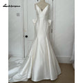 Lakshmigown Satin Mermaid Wedding Dress Spaghetti Straps Vestido Civil Princess Bridal Dress Backless with Bow