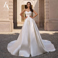 LelaAcra Sleeveless Satin A-Line Wedding Dress 2026 Sweetheart Backless Princess Bride Gown SM184 Plus Size Vestido De Noiva
