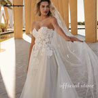 Lakshmigown Modest Sweetheart Wedding Dress with Slit 2026 New 3D Lace Appliques Tiered Wedding Gowns Vestido Customized