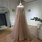 Serene Hill Customized 2025 Wine Red A Line Cape Sleeves Luxury Beaded Evening Dresses Formal Party Gowns for Women DLA72764