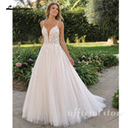Lakshmigown Halter Neck Tulle Wedding Dresses Sexy Sleeveless Bridal Gowns with Sweep Train and Button Back Customized