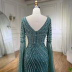 Serene Hill Turquoise Beaded Sweetheart Mermaid Evening Gown Overskirt Dubai Party Dresses for Women 2025 DLA72314 Customized