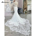 Lakshmigown Spaghett Straps Mermaid Wedding Dresses with Beads Lace Appliques Court Train Vestidos De Novia V-Neck Customized