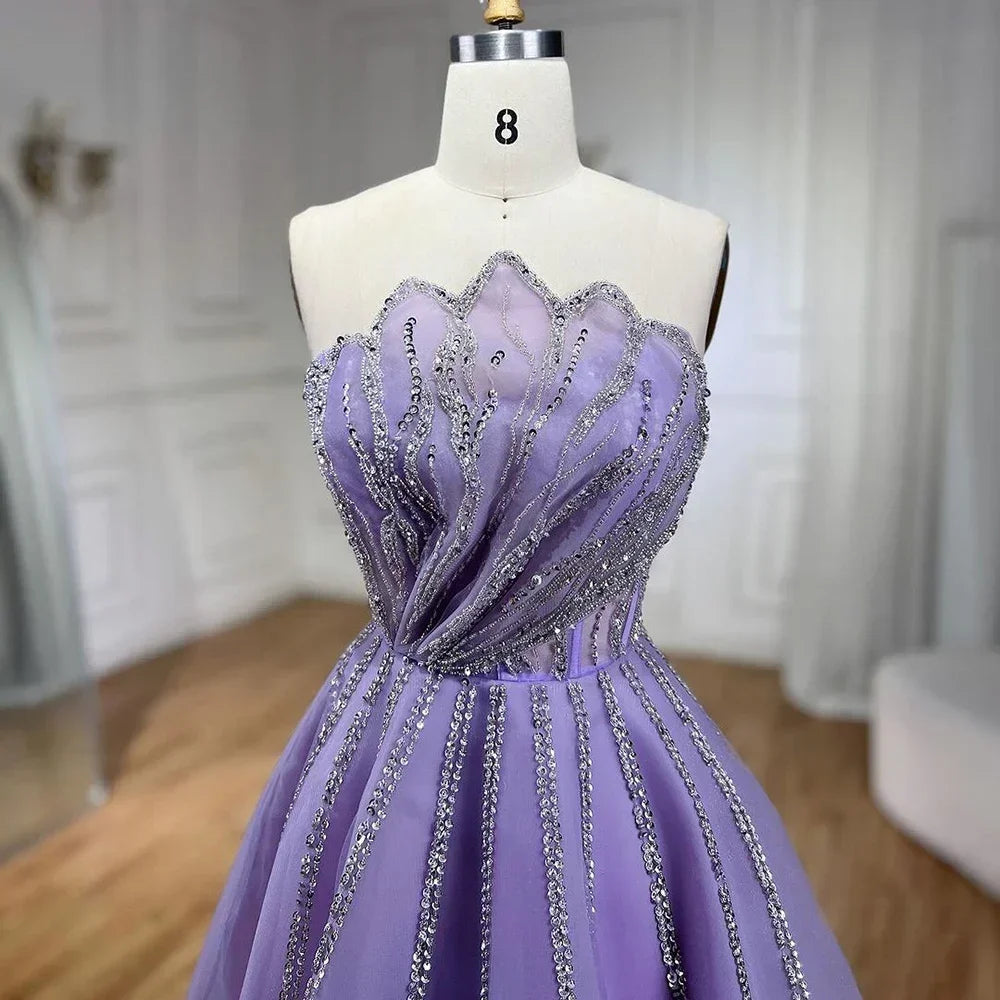 Serene Hill Lilac Strapless A-line Beaded Evening Prom Dresses 2025 Graduation Party Gowns For Women DLA71643 Customized