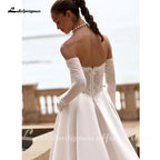 Lakshmigown Strapless Lace Wedding Dresses A Line Satin Court Train Off The Shoulder Brida Vestido De Novia Boda Customized