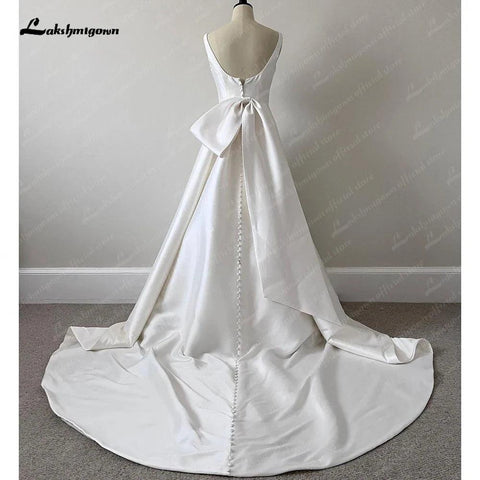 Vestidos de noiva em cetim A-Line NumberSea para mulher 2025 Vestidos civis para noivas Praia Boho Vestidos de noiva com laço 