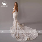Aedmgh Mermaid Vintage Wedding Dresses Sweetheart Sleeveless Vestido De Novia Lace Beaded Flowers Sexy Custom Made Bridal Gown