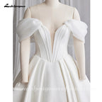 Lakshmigown Off The Shoulder Crepe Satin A-Line Bridal Gowns For Formal Party Floor Length Wedding Dress Vestidos Customized