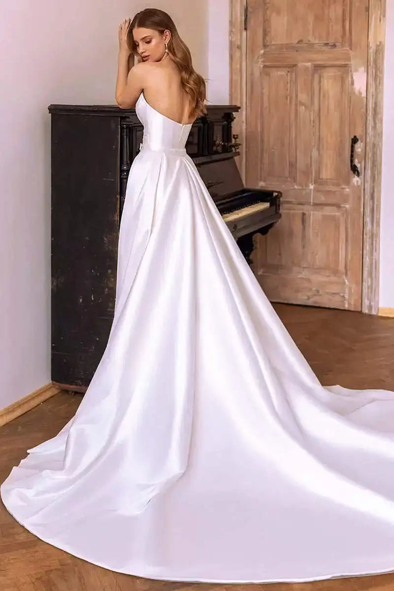 Lakshmigown Luxury Sweetheart Mermaid Satin Wedding Dress Detachable Skirt Backless And Zipper Woman Evening Dress For Wedding