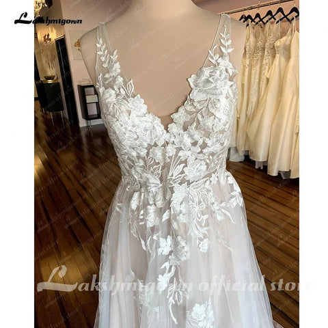 NumberSea Robe Civil Boho Lace Floral Beach Backless Brautkleid für Frauen 2025 Brautkleid Hochzeitskleid 
