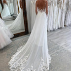 Beach A Line Chiffion Wedding Dresses Sexy V-neck Spaghetti Straps Backless Button Appliques Boho Bridal Gowns Vestido De Novia