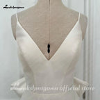 Lakshmigown Satin Mermaid Wedding Dress Spaghetti Straps Vestido Civil Princess Bridal Dress Backless with Bow