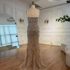 Serene Hill Mermaid Beaded Pearls Evening Gala Dresses 2026 High End Strapless Party Gowns Robe De Soiree DLA72900 Customized