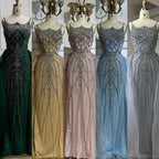 Serene Hill Pink Spaghetti Strap Mermaid Beaded Evening Dresses with Overskirt Formal Party Gowns for Women DLA72810 Customized