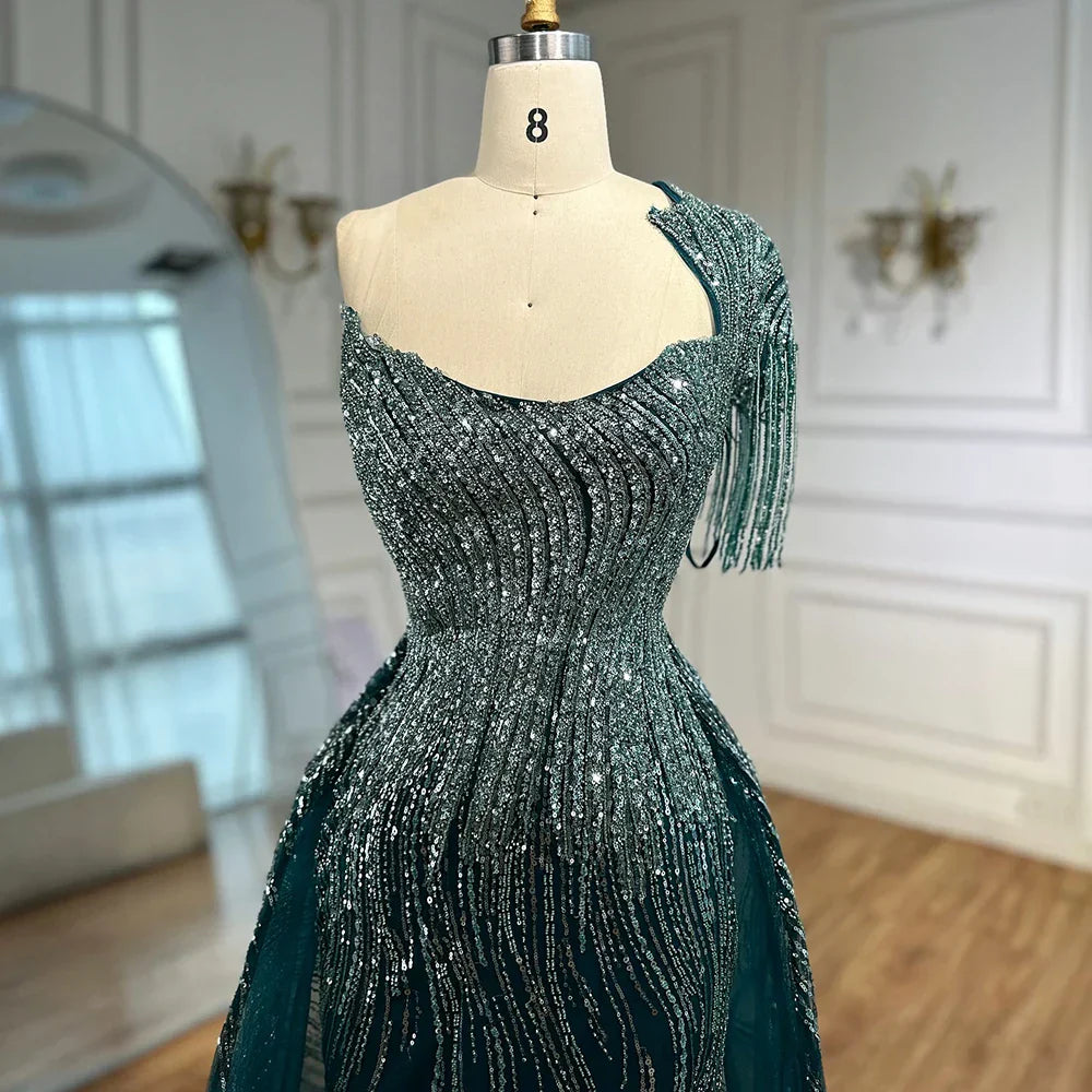 Abito da Sera Verde Lusso con Sopragonna LA72979
