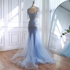 Serene Hill Nude Luxury Beaded Evening Dress with Tassel Wedding Party Gowns for Women DLA72897B Customized