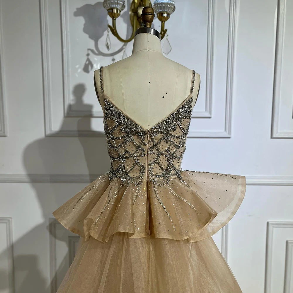 Serene Hill Pink Spaghetti Strap Mermaid Beaded Evening Dresses with Overskirt Formal Party Gowns for Women DLA72810 Customized