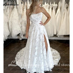 Lakshmigown Lace Wedding Dress for Women Side Slit A-line Bride Wedding Gowns Vestidos De Novia Customized