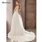 Lakshmigown Deep V-Neck Boho Wedding Dress Elegant Open Back A-line Sweep Train Brides Gown Vestidos De Novia Customized