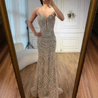 Serene Hill Mermaid Beaded Pearls Evening Gala Dresses 2026 High End Strapless Party Gowns Robe De Soiree DLA72900 Customized