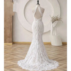 Lakshmigown Bohemian Wedding Dress for bride 2026 Halter Lace Boho Backless Beach Wedding Gown Vestido de novia Customized