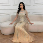 Abito da Sera con Mantella Blu Diamante di Lusso LA73426