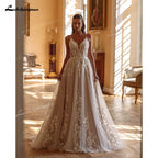 Lakshmigown Sexy Wedding Dresses Illusion Bride Gowns Appliques Floor Length Vestido Customized