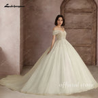 Lakshmigown Princess Beading Wedding Dresses 2026 For Bride Off Shoulder Sleeveless Women Glitter Ball Bridal Gown Customized