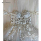 Lakshmigown Off the Shoulder Champagne Wedding Dresses For Woman Bride Lace Appliques Vestidos De Casamento Customized